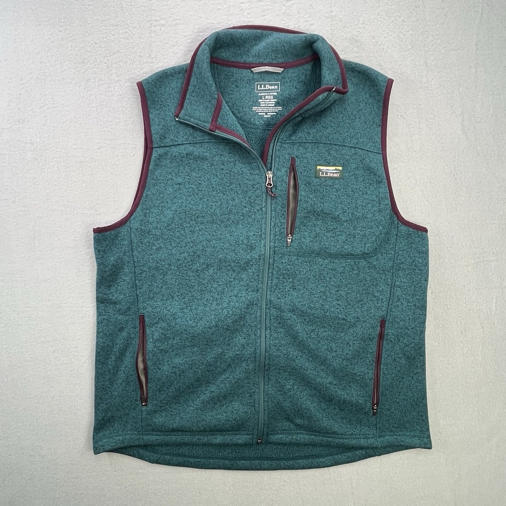LL Bean Vest Mens Large Reg Slightly Fitted Sweater Fleece Hike Camp Outdoors